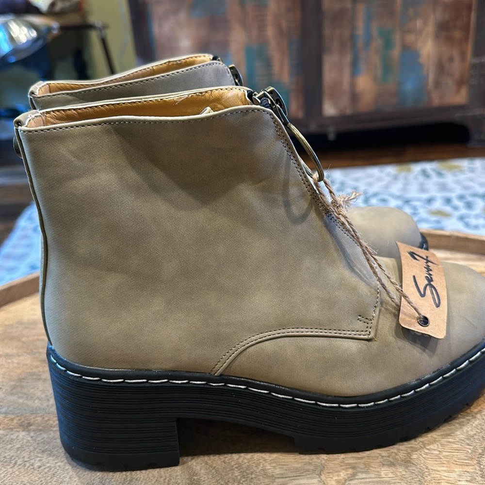 Seven7 Brand “Zoe” Platform Bootie with Front Zipper Closure